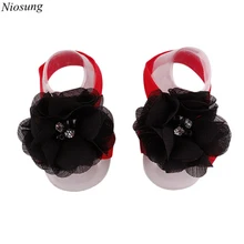 Fashion Baby Infant Soft Handmade Flowers Snow Imitation Pearl Diamond Buckle Foot Flower Kids Gift wholesale