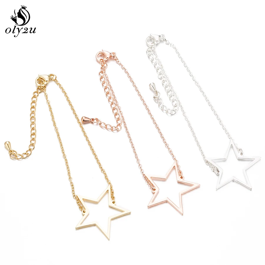 Oly2u браслеты из нержавеющей стали для женщин звезда кулон браслет выдалбливают большой Звездный браслет femme Pulseira Feminina подарки