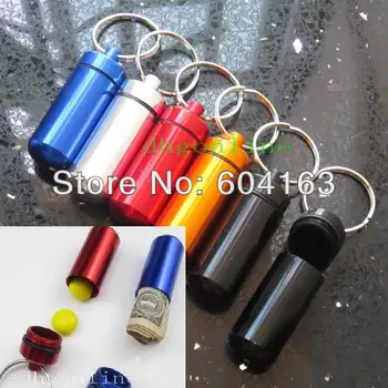 

5 PCS Waterproof Keyring Capsule cash Stash Keyring key pill box money Clip 50mm x 17 mm MIX color Choice