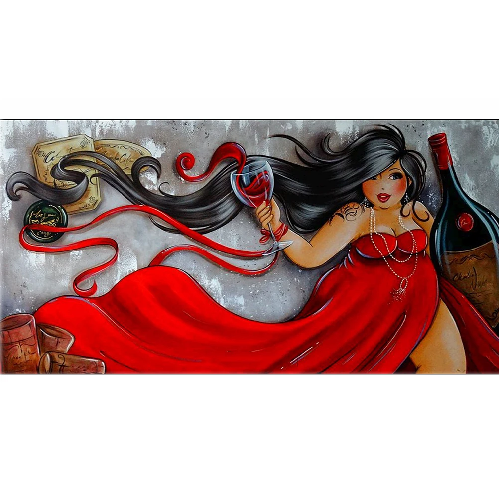 1Set fat sexy drinker woman DIY mosaic full 5D Embroidery European Cross Stitch Kits  Diamond Painting Home Decor 30*45CM
