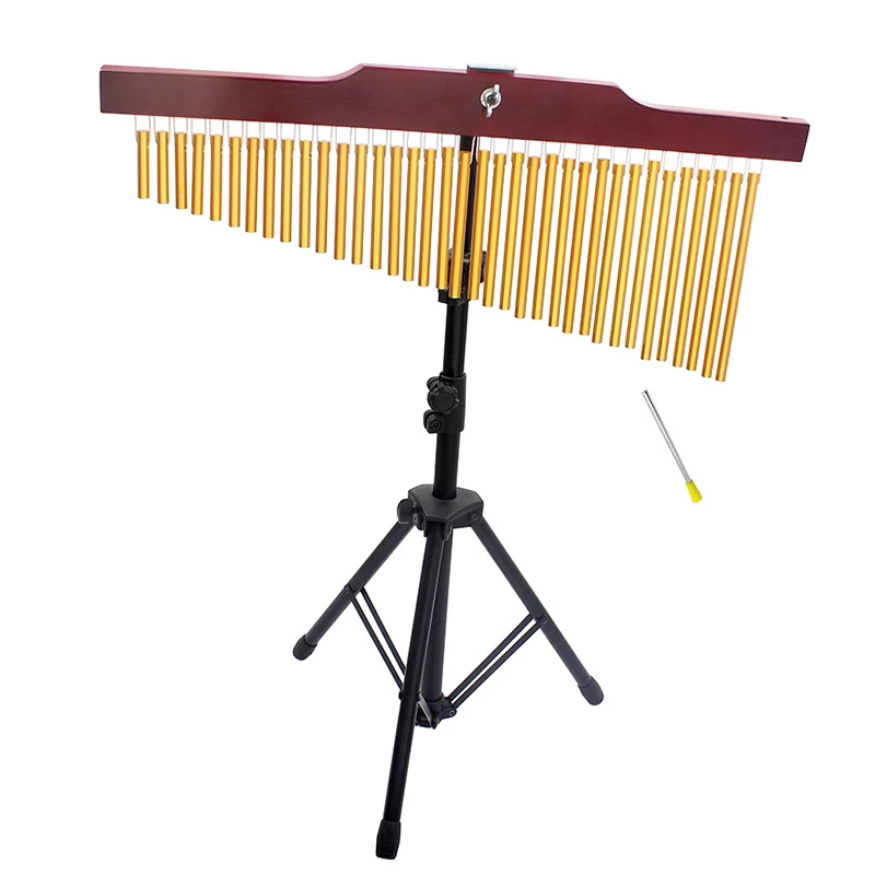 

36 Tone Golden Wind Chimes With Black Tripod And Silver Hitter Orff instrument