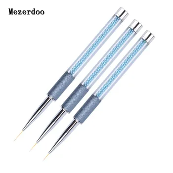 

3Pcs UV Gel Drawing Nail Art Brush Pen Charm Pearls Beads Handle Design Nails Liner Flat Sculpture Brushes Manicure Tools