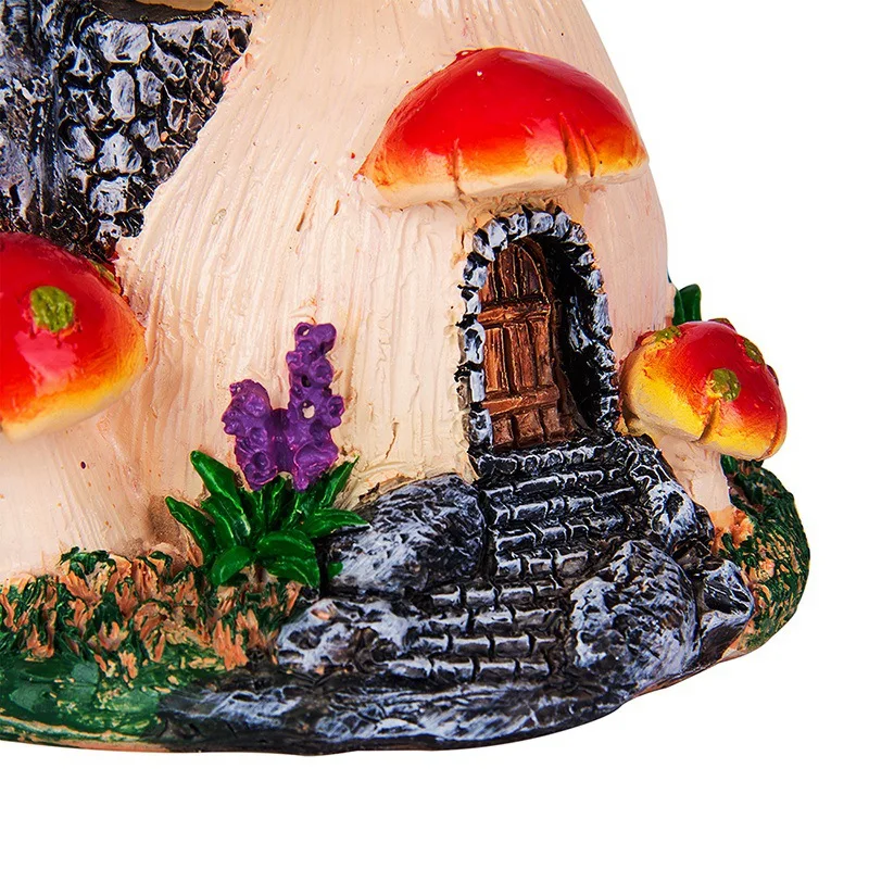 Ankoow Red Mushroom House Mini Landscape House Fairy Garden Decoration Resin Crafts Ornament Miniature Fairy Garden Accessorie