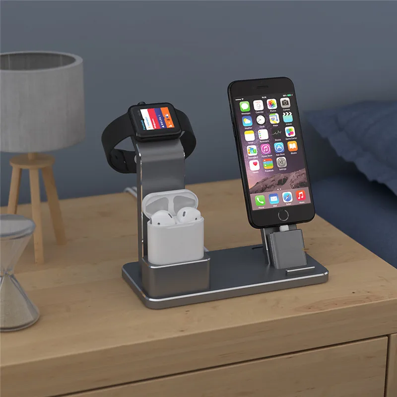 

3 in 1 Stand for Apple Watch AirPods iPhone Holder Accessories Charging Dock Phone Holder for Series 4/3/2/1for iPhone XS Max XR