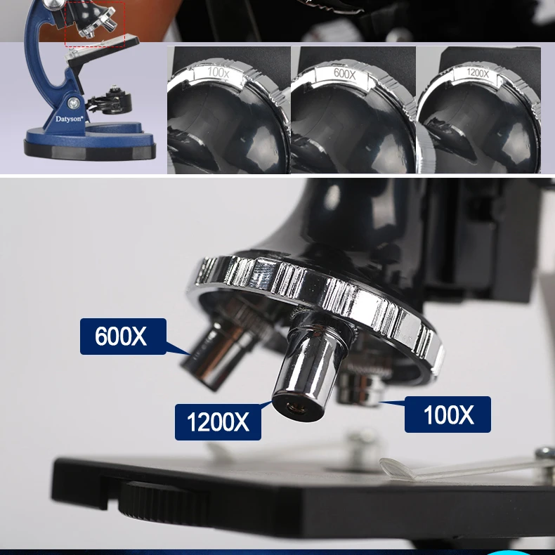 1200X набор микроскопов для начинающих, для студентов, для изучения и образования, лупа, детский Интеллектуальный биологический инструмент, подарок на день рождения