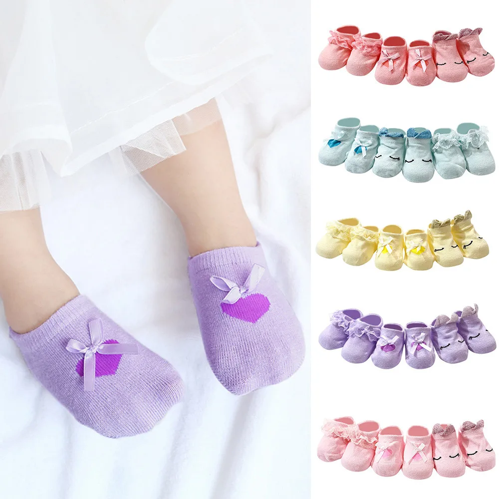 2019 3Pair Infant Cartoon Newborn Baby Girls Boys baby lace sock Floral