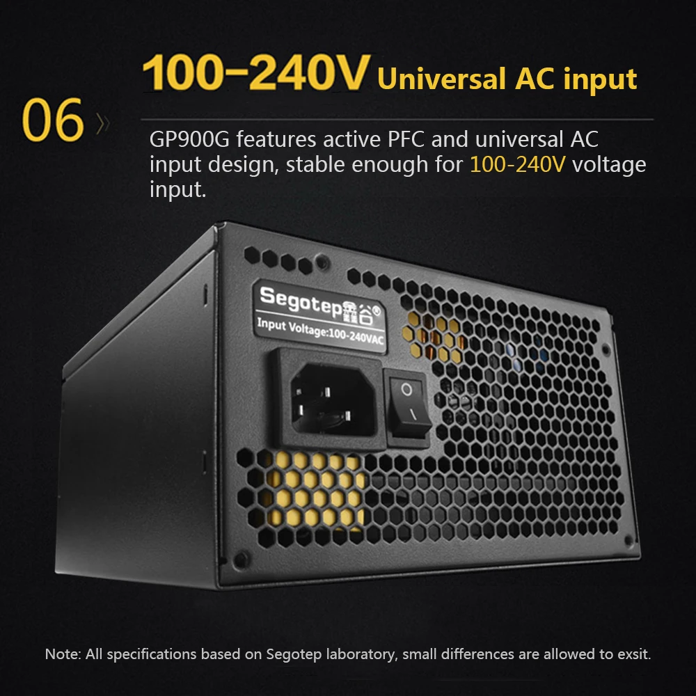 Segotep 800 Вт GP900G полный модульный ATX пк настольный блок питания игровой блок питания 12 В активный PFC SLI готов 91% эффективность 80 плюс золото