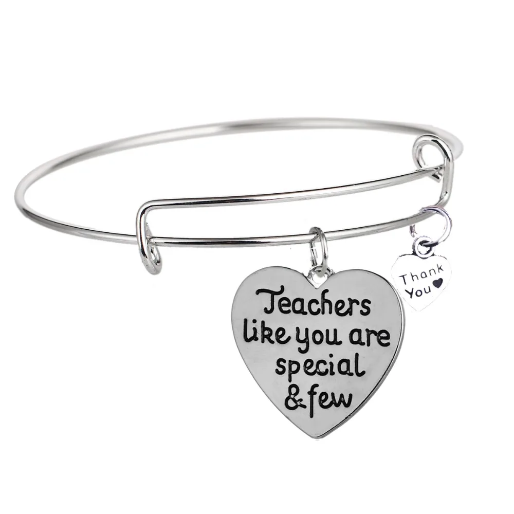 

Thank You Teachers Like You Are Special&Few Bangle Thanks Teachers Gift Love Heart Teachers Jewelry Pendant Charm Bracelet