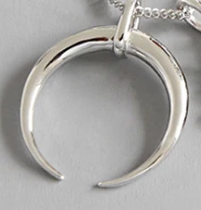 F.I.N.S 925 пробы Серебряное ожерелье с подвеской в виде Солнца и Луны, длинная цепочка с подвеской для женщин, корейское модное женское ожерелье - Окраска металла: Only Silver Moon