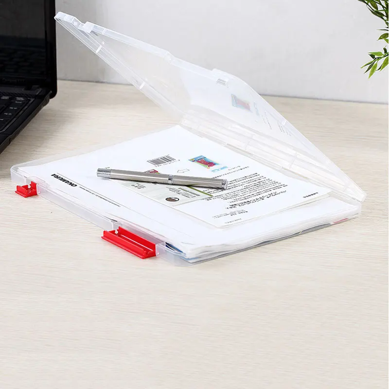 Plastic Transparent A4 Document Storage Box Clear Document Cases Office
