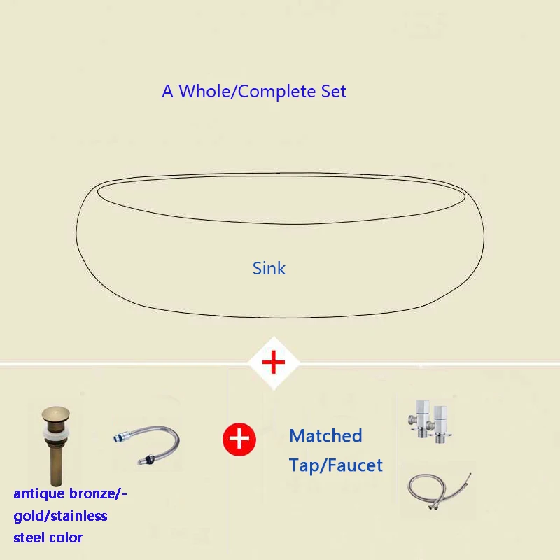 Большой золотой whatis модный Фарфоровый Умывальник для ванной комнаты Овальный умывальник счетчик умывальник-Золотой овальный - Цвет: a whole set