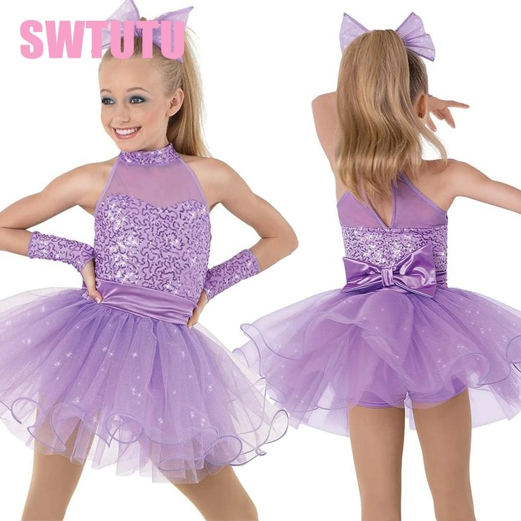 stage performance dance costume tutu lilac dance dress Adult girl sequin Jazz Dance Costume tutu,  BL0002