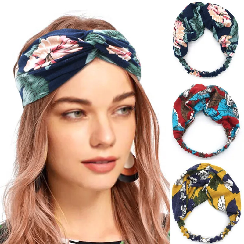 Распродажа, хлопковые повязки для волос, тюрбан, женские повязки на голову с цветком, широкий головной убор, популярные аксессуары для волос для девушек