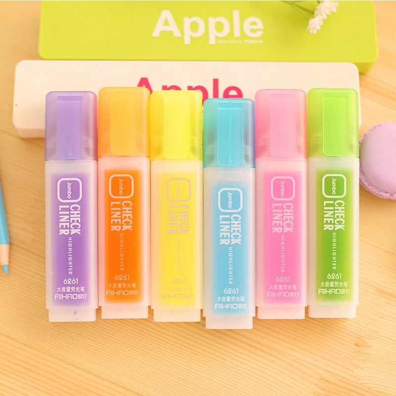 

MQStyle 6 Colors 1PCs New Cute Candy Color Korean Check Liner Highlighter Stationery Office School Gel Pen E0041