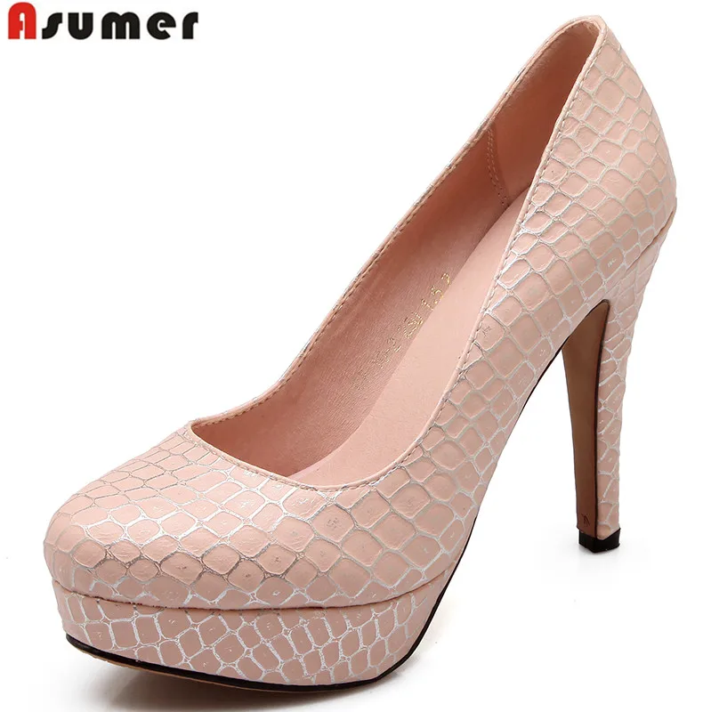 

2016 new arrive high quality women pumps stiletto high heels round toe platform shoes woman sweet color ladies dress shoes