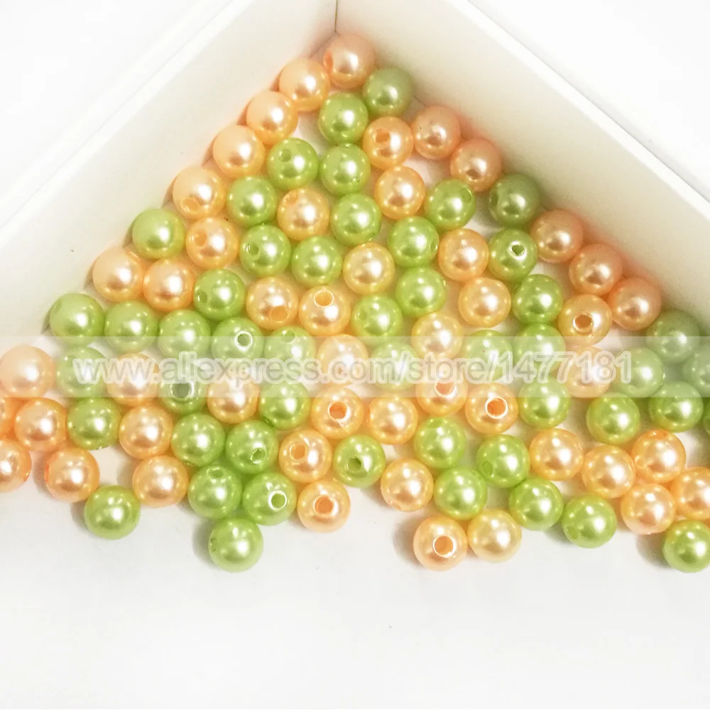 8mm Full Round Pearls with Hole Z10 PEACH Z18 LIGHT GREEN