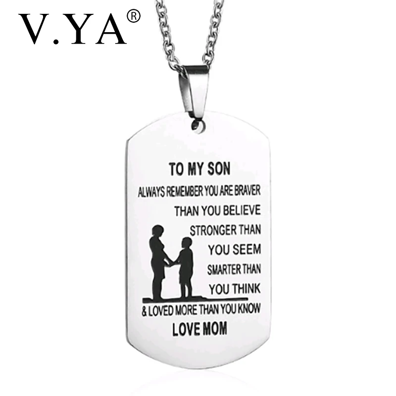 

V.Ya Stainless Steel Pendant Necklaces for"FATHER & MUM"TO MY DAUGHTER & SON"Fashion Custom Engrave Jewelry Charms Birthday Gift