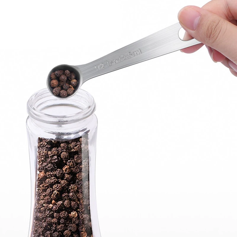 6Pcs Kitchen Measuring Spoon Set Stainless Steel Tablespoon Baking Cooking Scale Measuring Tools Spice Sugar Coffee Tea Scoop (11)