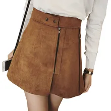 

New Fashion Suede Skirts Women 2016 Autumn And Winter High Waist Pencil Skirt Oblique Zipper Mini Skirt Large Size Female Faldas