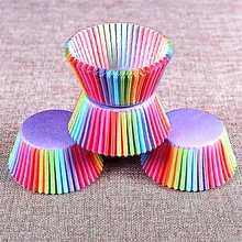 100 шт. Радужная фольга бумажный торт чашки лайнер чехол оберточная бумага для маффинов вечерние встречи Торт Инструменты для выпечки Кухонные аксессуары украшения