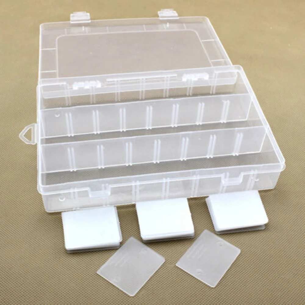 24 Grid Storage Box Container Translucent Jewelry Receiving Box Desktop Finishing Box Plastic Clear Box Jewelry Bead Storage Box