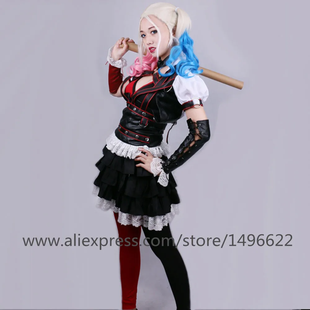 Batman Arkham Asylum Harley Quinn Halloween Carnival Cosplay Costumes Outfit Party Dress Dark Knight Suit for Adult Women (4)