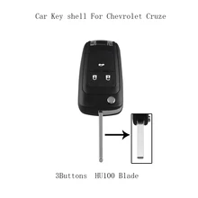 LARATH Flip Folding Key Shell for Chevrolet Cruze Remote Key Case Keyless Fob 3 Button Uncut HU100 Blade for Chevrolet 2010-2013