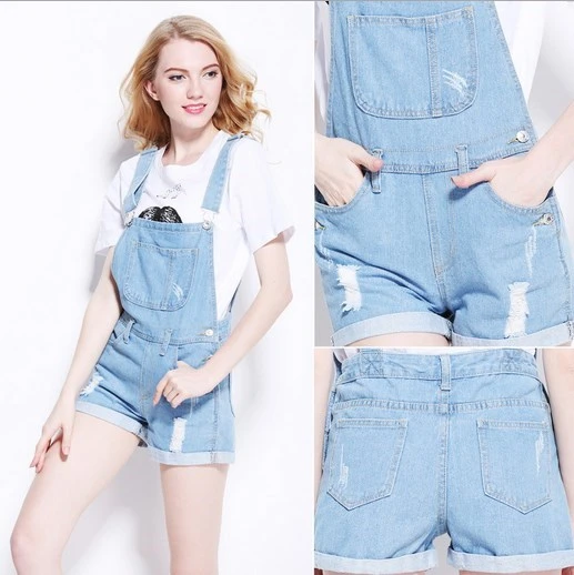 light blue overalls shorts