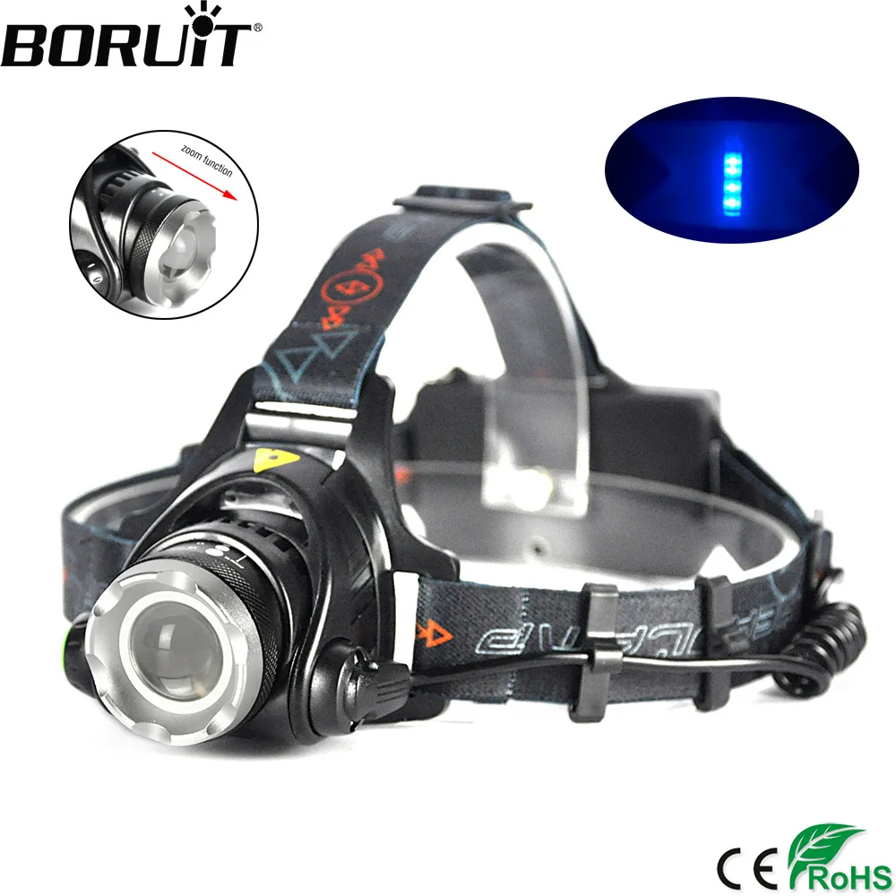 buy BORUiT XML T6 LED Headlight 3 Modes Zoomable headlamp Use 18650 Battery Flashlight Waterproof Camping Fishing Head Torch