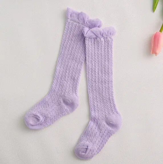 purple Носки для маленьких девочек дышащая Летняя Сетка для маленьких мальчиков и девочек носки до колена для новорожденных девочек дышащие сетчатые носки - Цвет: purple
