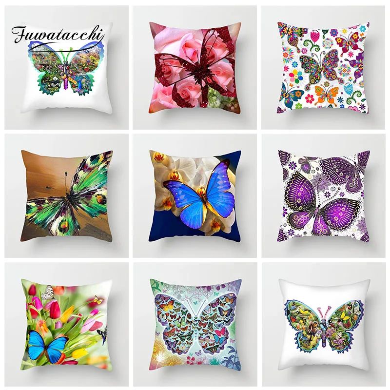 

Fuwatacchi Animal Cushion Cover Romantic Butterfly Pillow Cover For Sofa Car Living Room Home Decoration Pillowcase 2019