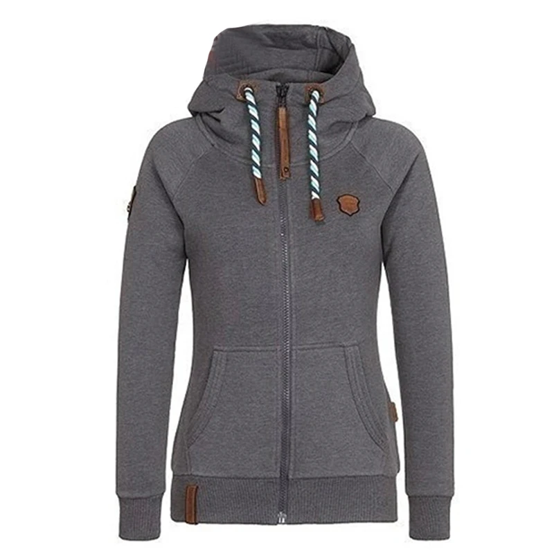 

2018 Women Autumn Fashion Solid Jackets Female Long Sleeve O-Neck Casual Chaquetas Hat Outerwear Coats Zipper Slim Jackets H0333