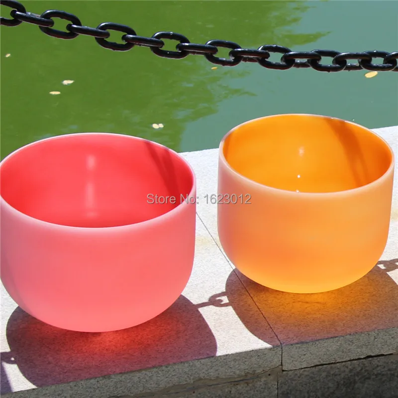 Набор чакр " и 10" цветные кварцевые поющие чаши C D E F G A B note с любым 2 цветным бесплатным замшевым молотком и уплотнительным кольцом