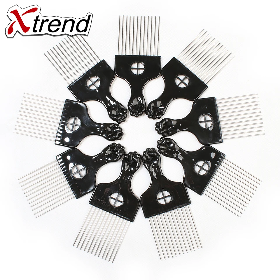 

Xtrend Wholesale 1-10 Pcs Steel Tooth Plastic Brushes metal Comb Wig Hair Brush Anti-Static For Mannequin Head