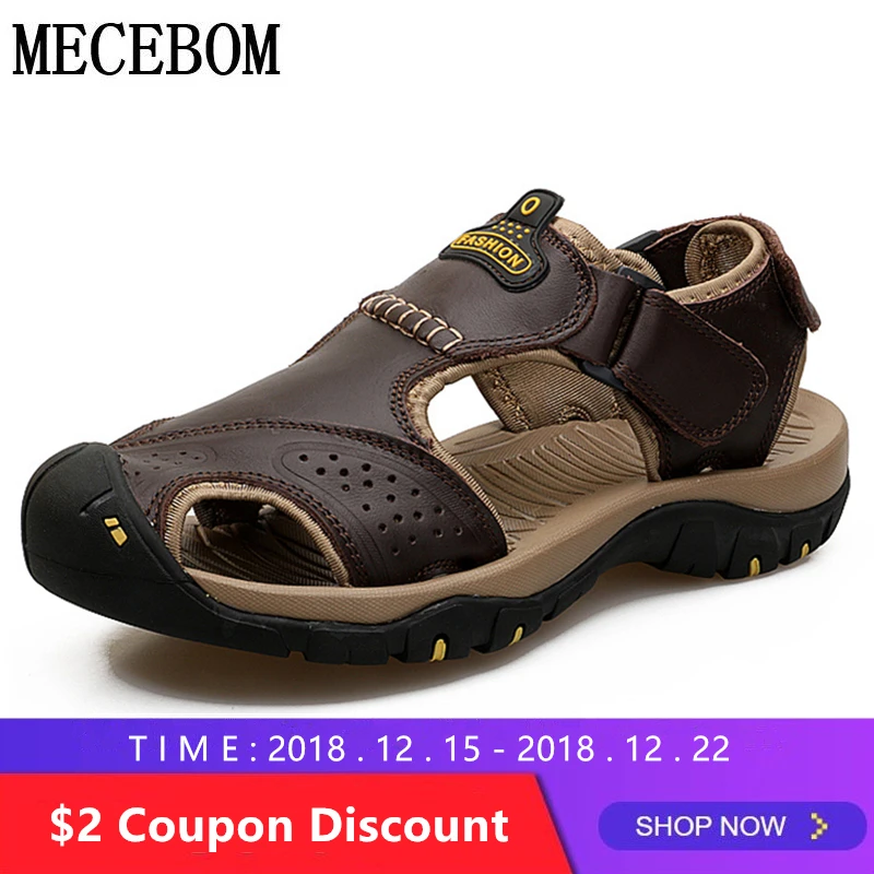 melhor Homens Verão Sandálias de Couro Genuíno Sapatos Casuais Homem Sapatos Estilo Romano Sandálias de Praia Da Marca Homens Sapatos de Verão Tamanho Grande 39 46 7238 m