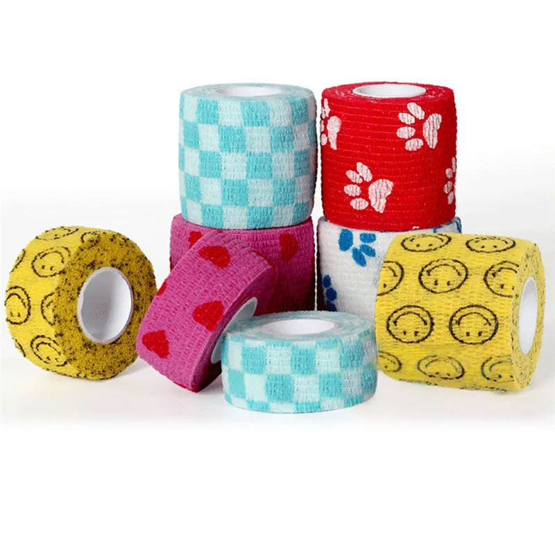 

Pet dog Cat Self-adhesive Elastic Bandage Non-Woven Fabrics Pets Multifunctional Bandage with Decorative Patterns Drop shipping