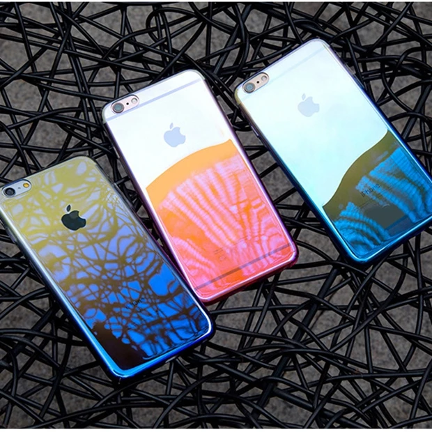 Для iphone 7 plus case градиент аврора прозрачный роскошные чехлы для 6 6s тонкий назад