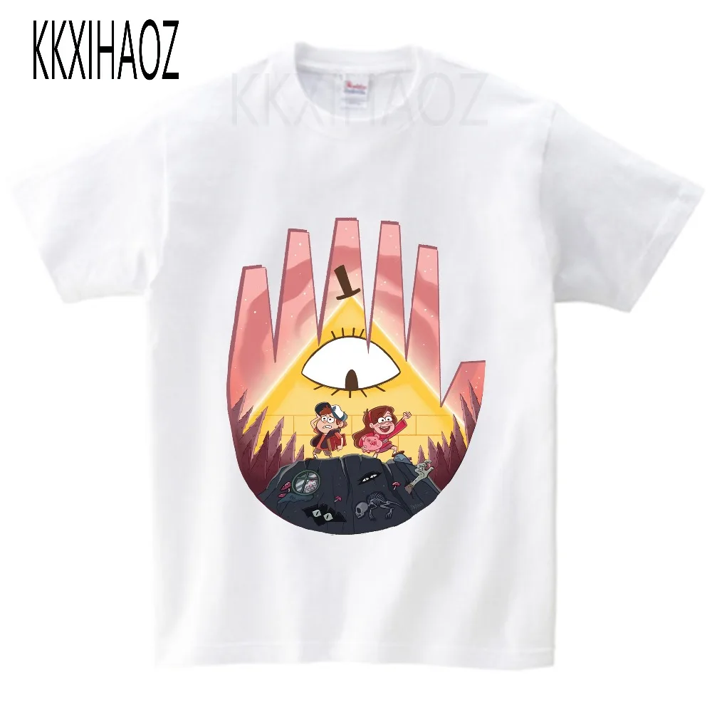 KKXIHAOZ/Детские топы для маленьких девочек, хлопковая футболка с короткими рукавами и рисунком Гравити Фолз, рубашка Enfant, Милая футболка с круглым вырезом для маленьких мальчиков, NN
