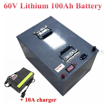 

Metal case 60v 100Ah Lithium battery li-ion High power 5000w for RV boat motor solar wind energy UPS + 10A charger Not lead acid