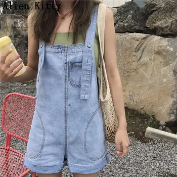 

Alien Kitty Hot 2019 Casual Loose Curl Women Solid Fresh Thin Brief Stylish Summer Fashion High Waist Overalls Shorts Large Size