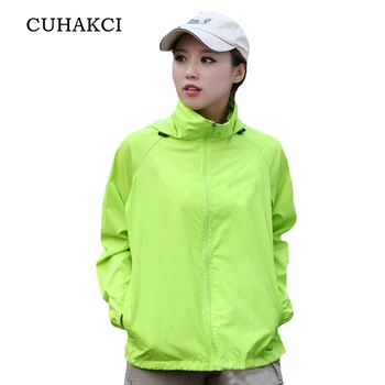 

CUHAKCI Women Men Foldable Sun-protection Thin Hiking Hooded Jackets Quick Dry Outdoor Windbreaker Waterproof Camping Jackets