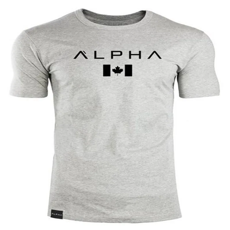 ALPHA maple leaf fashion summer short t shirt men brand clothing cotton comfortable male t-shirt print tshirt men clothing