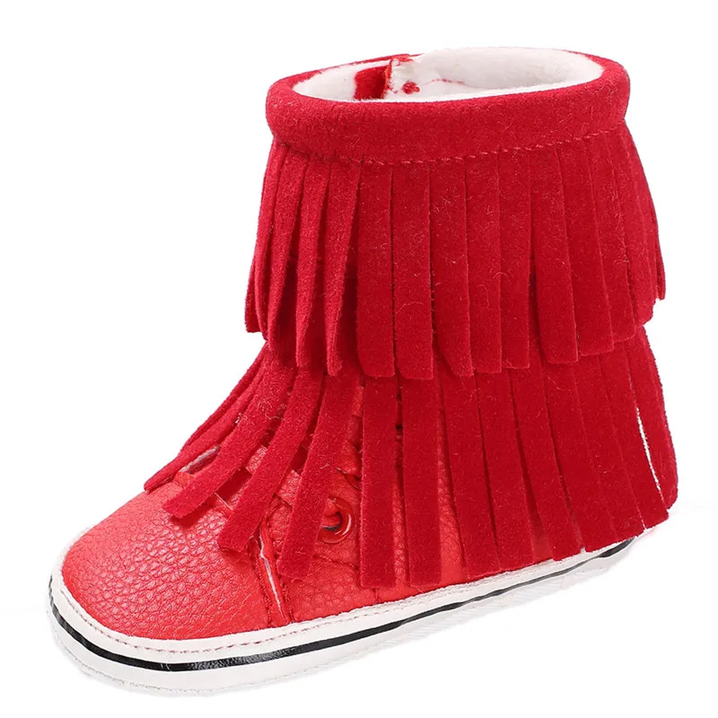 Детская обувь Tipsietoes детские зимние ботинки с кисточками на мягкой подошве мягкий детский пинетки для младенцев кожаные зимние ботинки для маленьких мальчиков и девочек