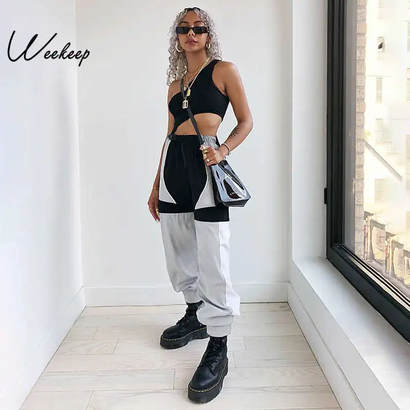 Weekeep High Waist Cargo Pants Women Loose Pockets