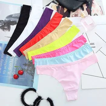

Low Waist G-string ice silk 1PC Cotton Panties Underwear ultrathin Seamless Ladies Sexy Clothing Accessories Solid Women