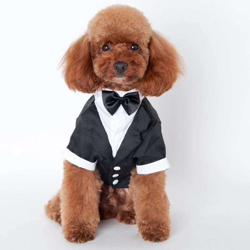 Formal Dog Clothes Wedding Dog Suits Handsome Pet Tuxedo Shirt Clothing For Dogs Costume Bow Tie