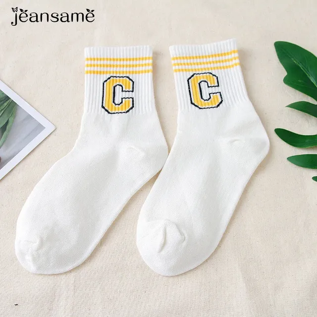 Comfortable Cotton Socks Stylish Casual Breathable Short Blend elastic Warm Wear Resistant lady thermal  invierno mujer cute White C