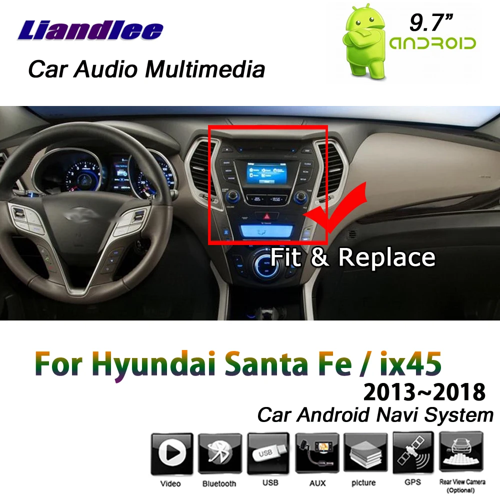 Best Liandlee 9.7" 2+32G For Hyundai Santa Fe / IX45 2013~2018 Android Car Vertical Screen Mirror link GPS Navi Navigation Multimedia 8