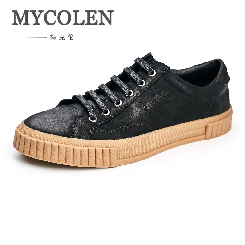 

MYCOLEN 2018 Spring Autumn New Fashion Men Shoes Leather Men'S Casual Shoes High Quality Vintage Style Male Footwear Ayakkabi