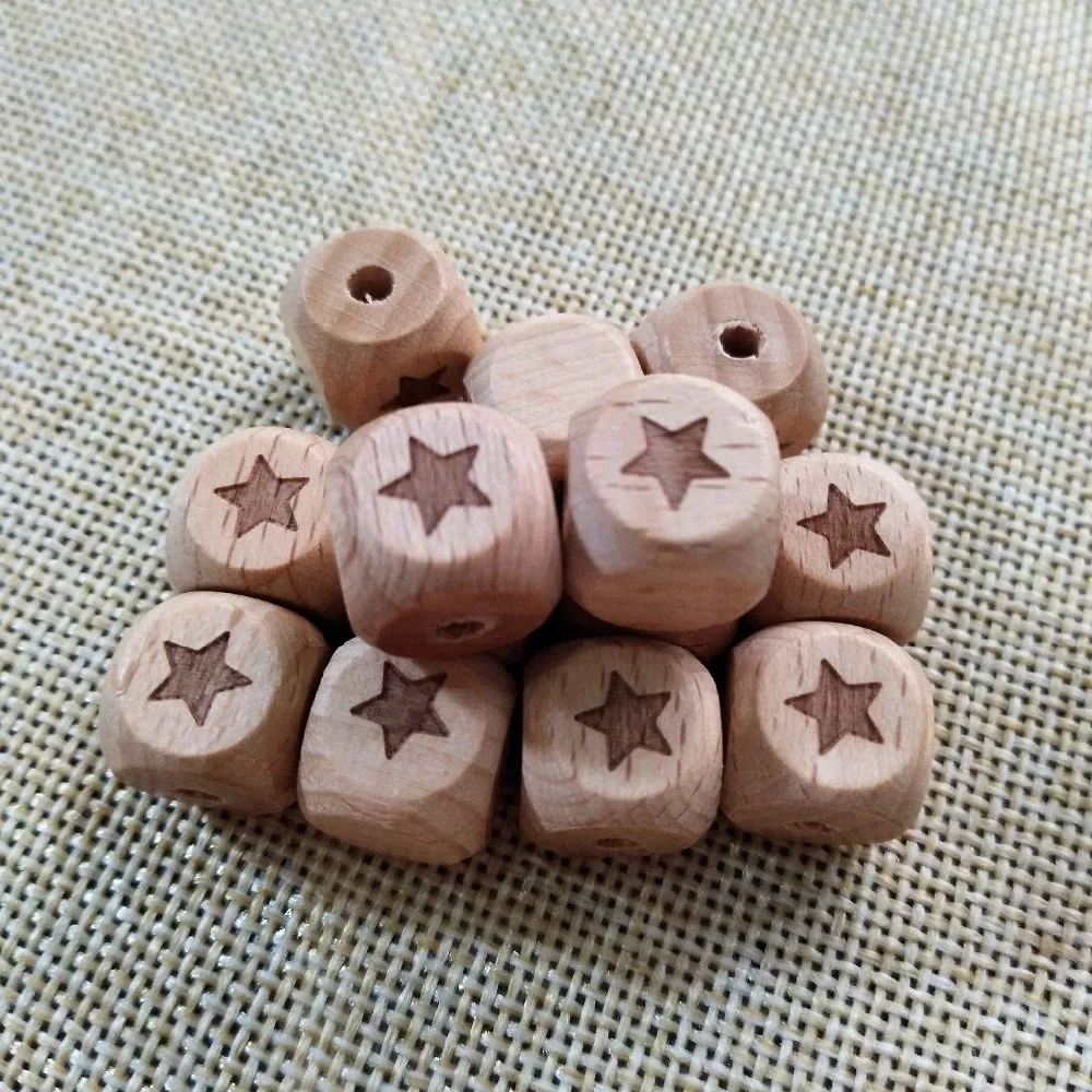 beech wood star beads 12mm dice cube beads solid beech wood dice beads